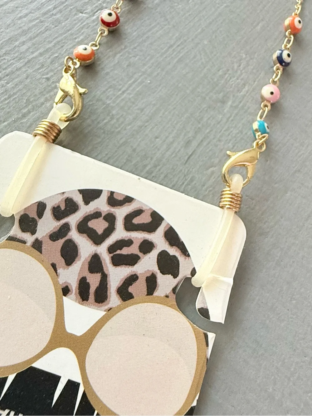 Chic Tweak Gold Eyewear Glasses Readers Chain Multicolor Evil-eye Beads